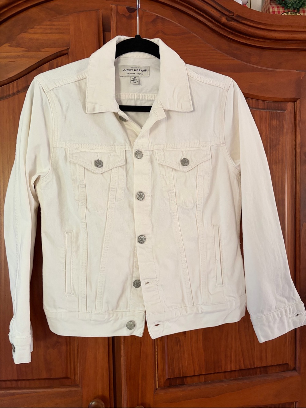 Lucky Brand Tomboy Trucker White Denim Jacket Medium - Picture 3 of 6
